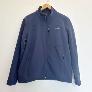 L. L. Bean Pathfinder Softshell Windproof Jacket Navy Blue Fleece Lined Full Zip